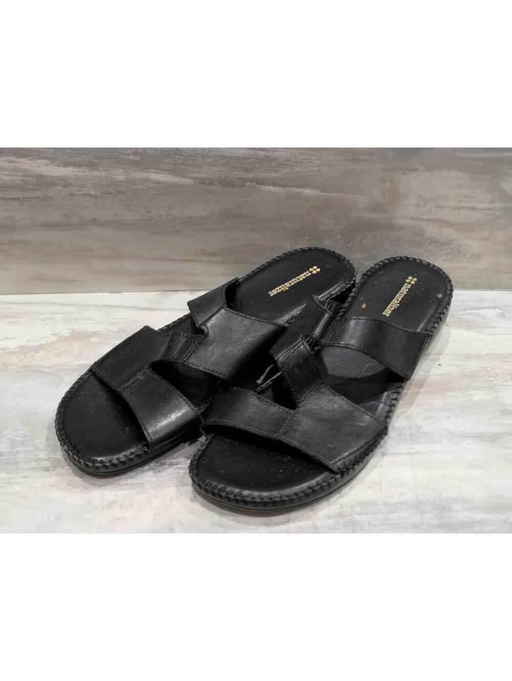 Naturalizer Black Leather Slide Sandals Size 10M